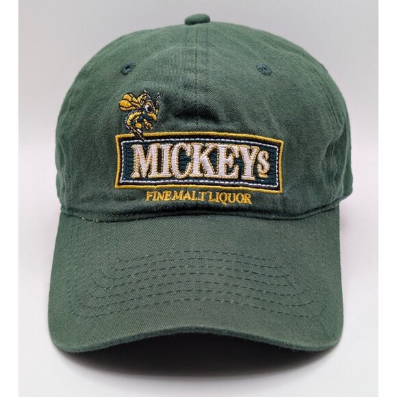 Mickey's Fine Malt Liquor Hat Get Stung Hornet Adjustable Strap Back Cap Green - Picture 2 of 5